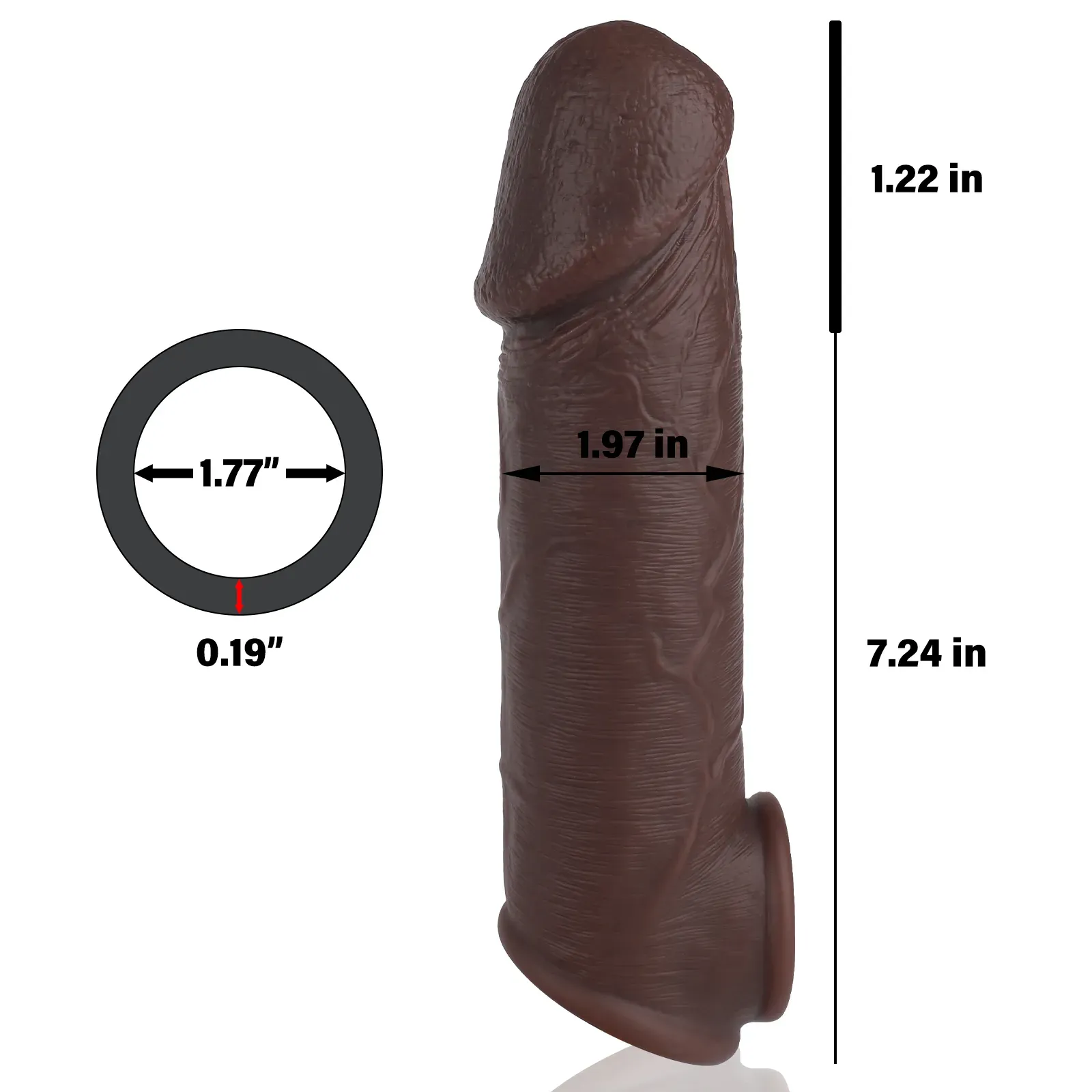 Jason 8.5 x 2in Best Realistic Black Dildo penis sleeve