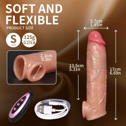 Luke 7.5 x 1.6 inch Electric Silicone Vibrating Dildo Penis sleeve