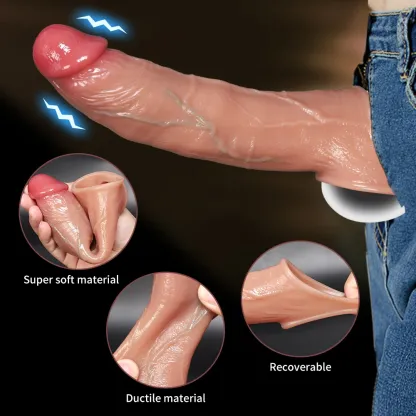 Luke 7.5 x 1.6 inch Electric Silicone Vibrating Dildo Penis sleeve