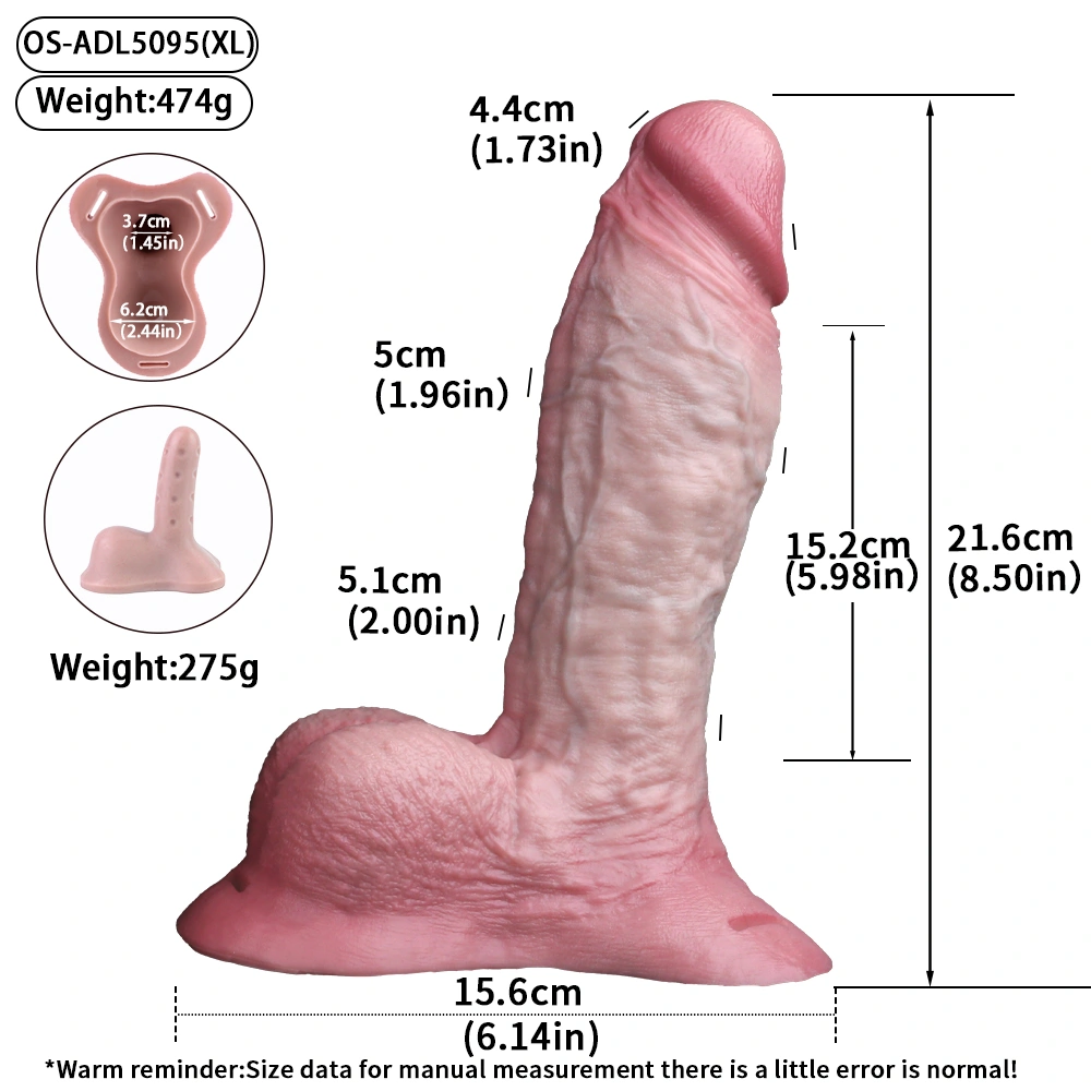 8.5x2 inch unisex wearable realistic penis sleeve with supporting keel