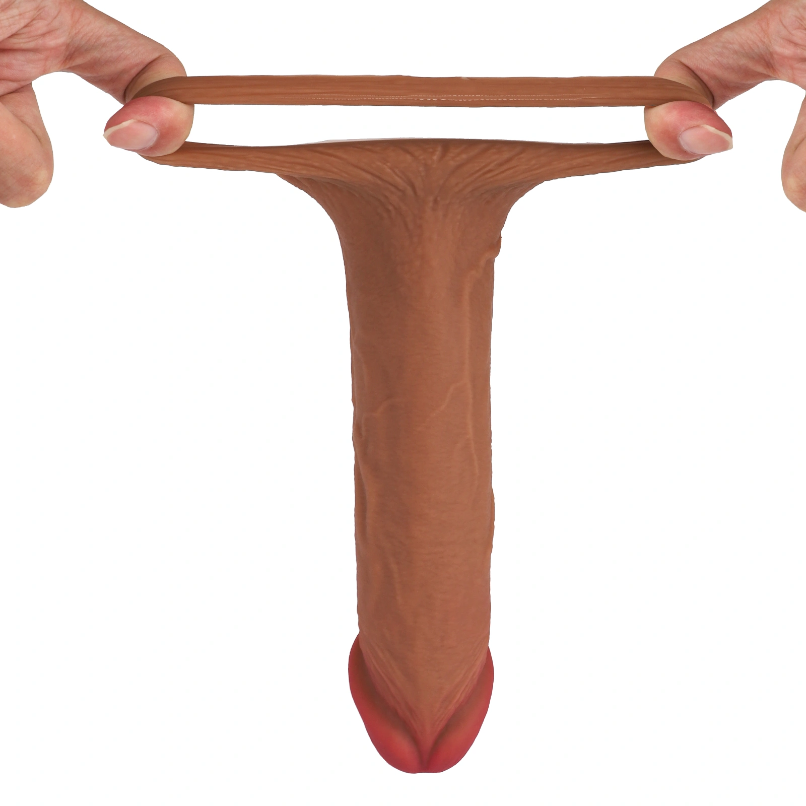 Mehran 8.8x1.77in Brown/Nude Realistic Penis Sleeve (L/M)