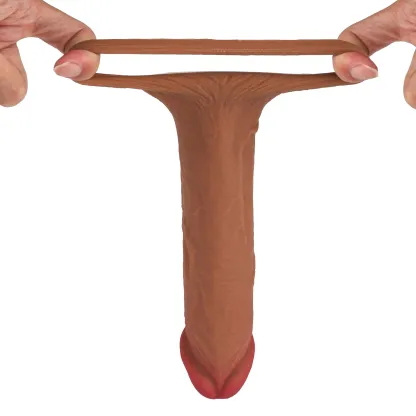 Mehran 8.8x1.77in Brown/Nude Realistic Penis Sleeve (L/M)