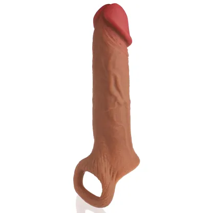 Mehran 8.8x1.77in Brown/Nude Realistic Penis Sleeve (L/M)