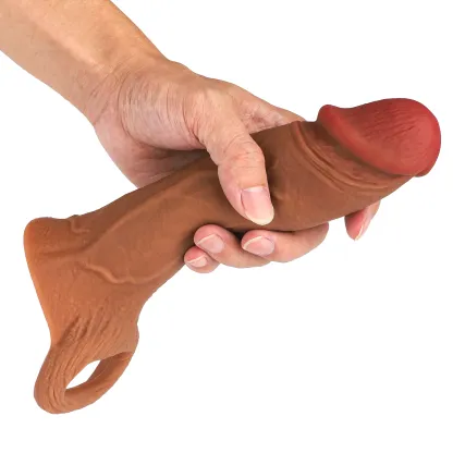 Mehran 8.8x1.77in Brown/Nude Realistic Penis Sleeve (L/M)