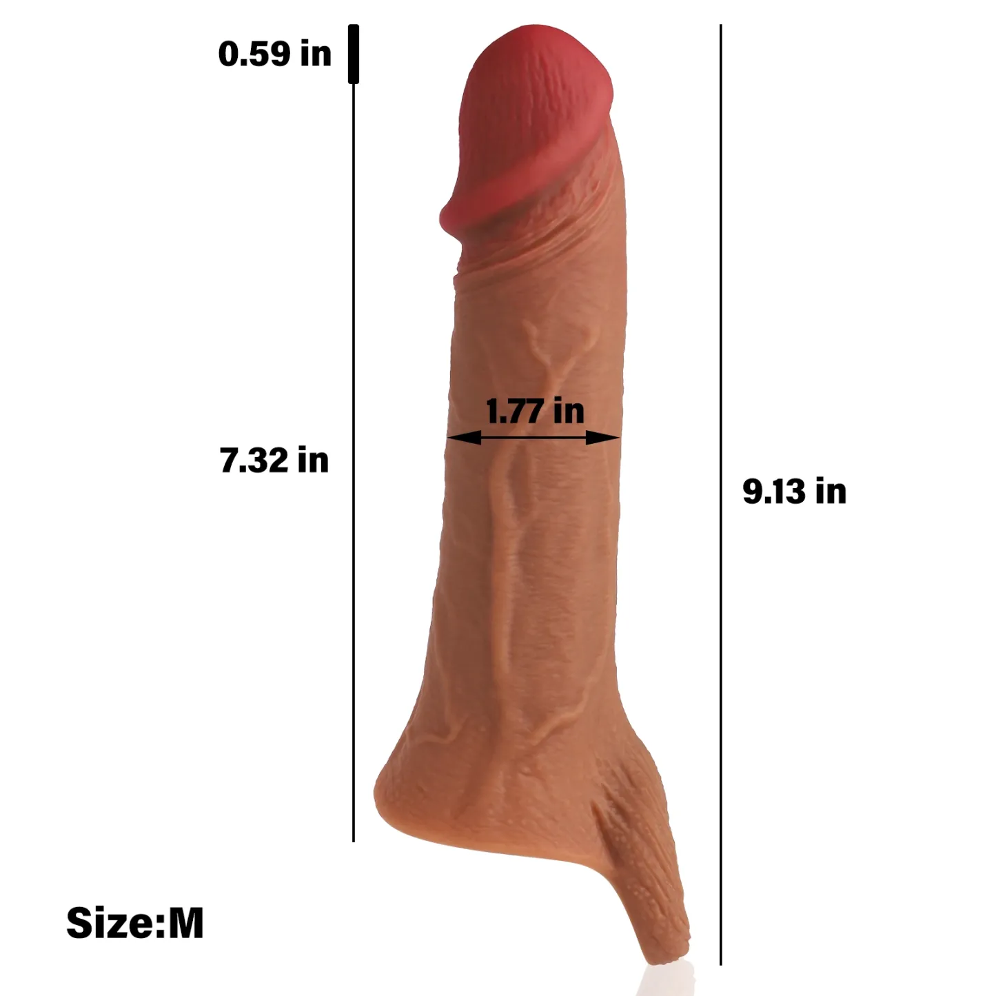 Mehran 8.8x1.77in Brown/Nude Realistic Penis Sleeve (L/M)