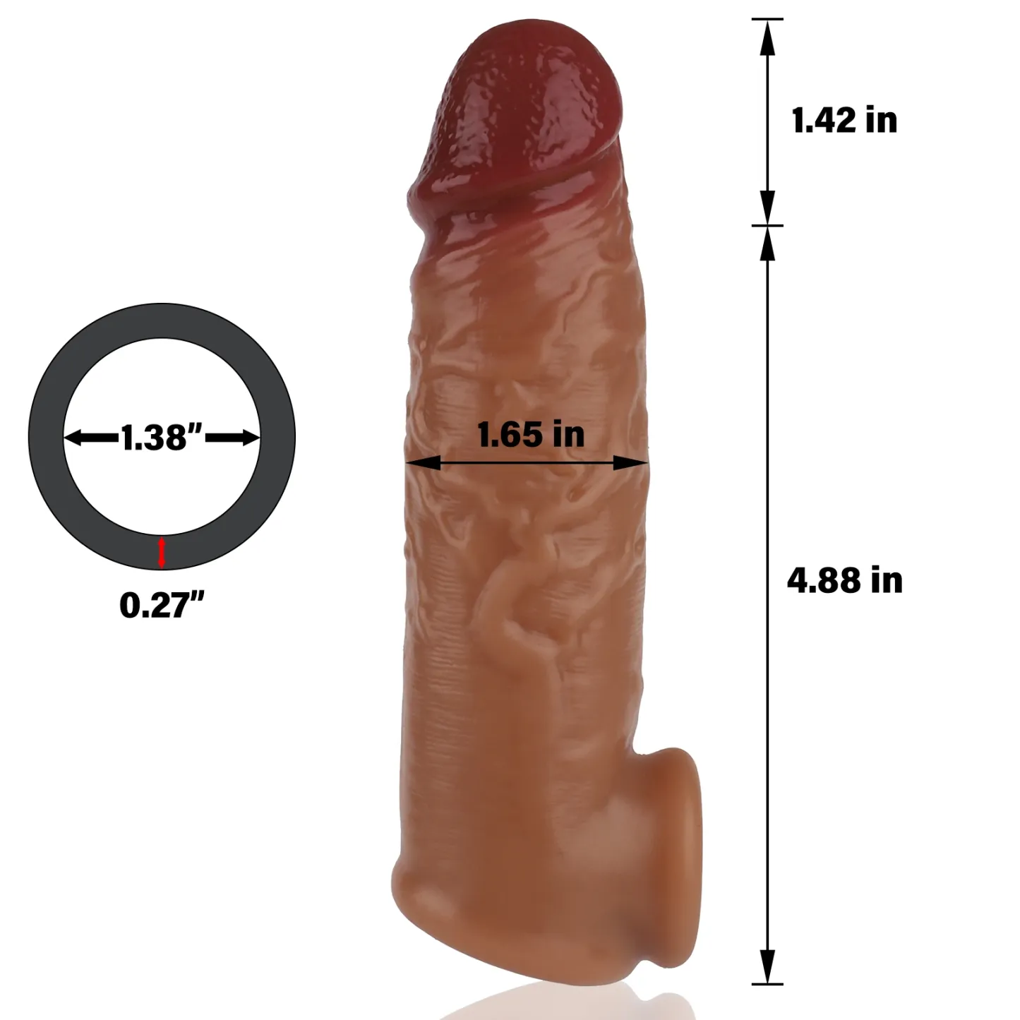 6.3 x 1.65 inches, the most realistic silicone penis sleeve