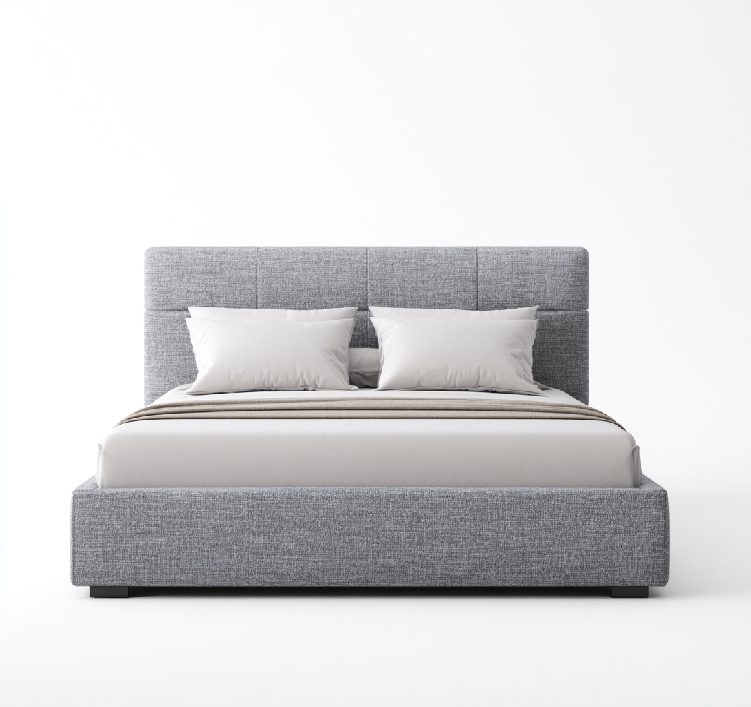 Lit double tapissé en tissu 200x170x95 cm - gris clair - style moderne minimaliste-Comfysta