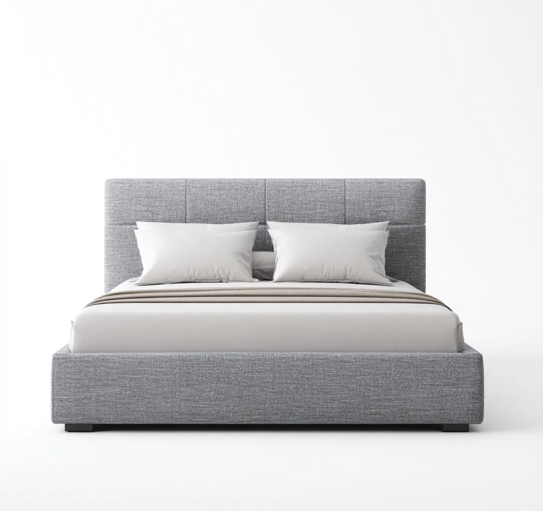 Lit double tapissé en tissu 200x170x95 cm - gris clair - style moderne minimaliste-Comfysta