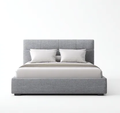 Lit double tapissé en tissu 200x170x95 cm - gris clair - style moderne minimaliste-Comfysta