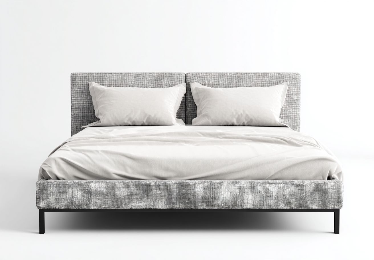 Lit double tapissé 200x170x95 cm - gris clair - style moderne épuré-Comfysta