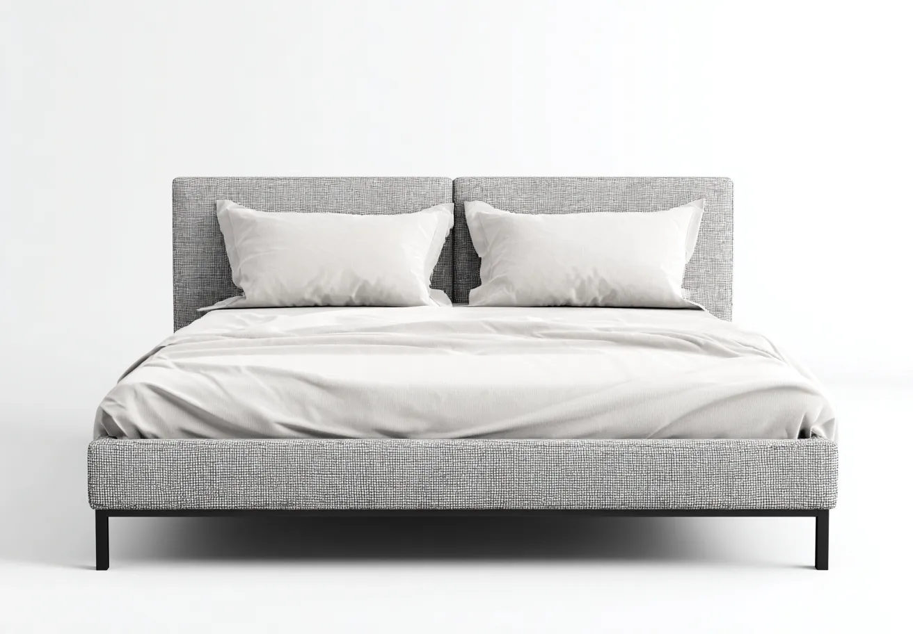 Lit double tapissé 200x170x95 cm - gris clair - style moderne épuré-Comfysta