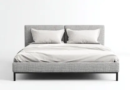 Lit double tapissé 200x170x95 cm - gris clair - style moderne épuré-Comfysta