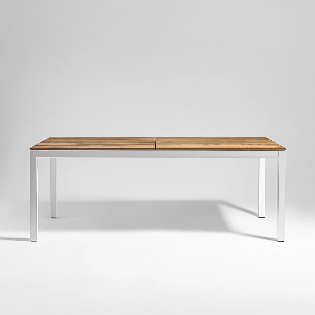 Table à manger rectangulaire avec plateau en bois et structure en métal 170x90x75 cm - bois naturel/blanc - style industriel-Comfysta