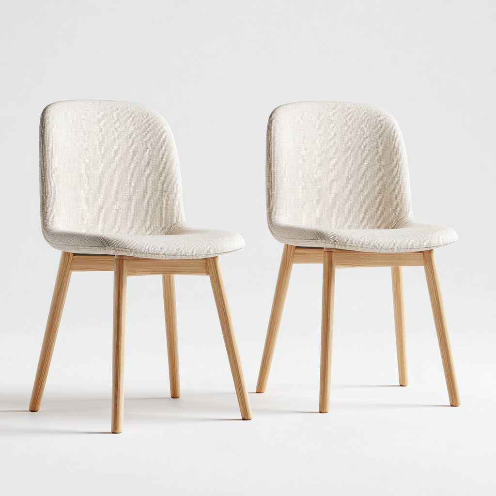 Lot de 2 chaises de salle à manger en bois et tissu 48x53x83 cm - beige et bois clair - style scandinave-Comfysta