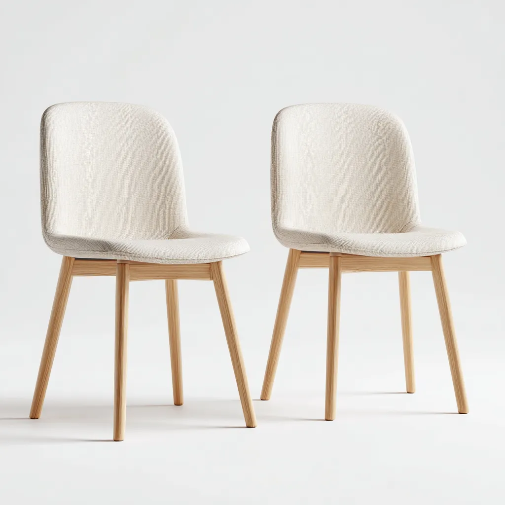 Lot de 2 chaises de salle à manger en bois et tissu 48x53x83 cm - beige et bois clair - style scandinave-Comfysta