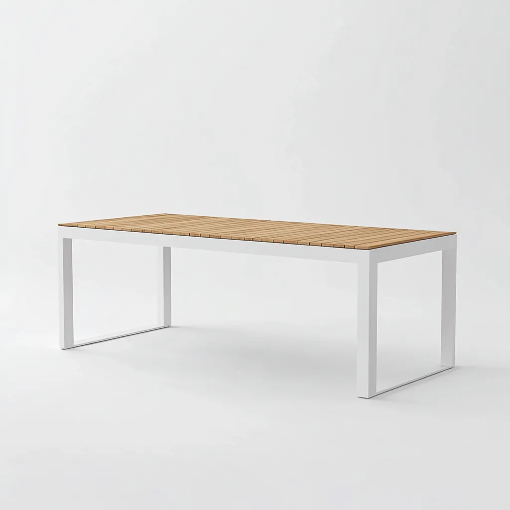 Table de salle à manger rectangulaire en métal et bois 180x90x75 cm - blanc et chêne clair - design minimaliste-Comfysta