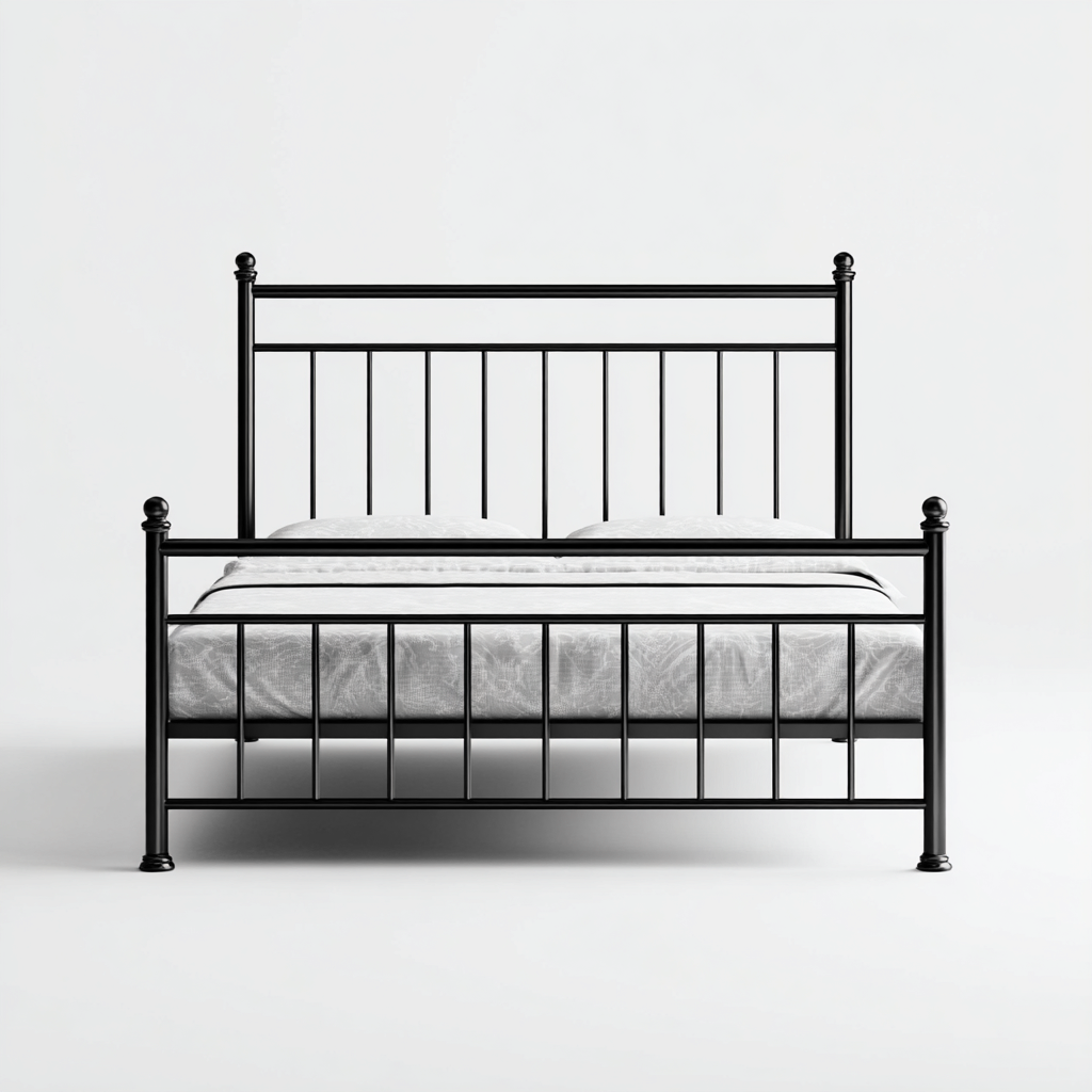 Lit double en métal 200x165x100 cm - noir - style vintage industriel-Comfysta