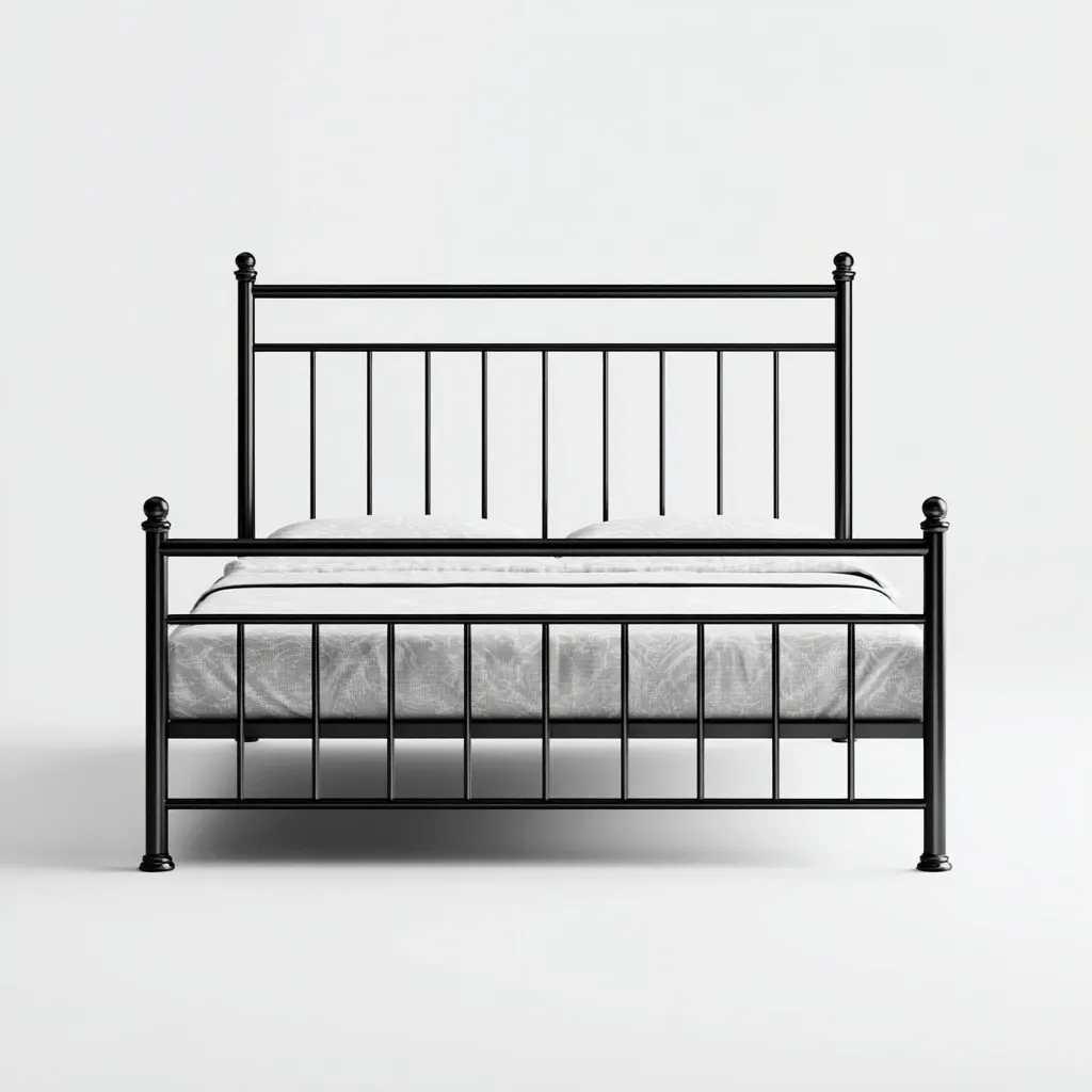 Lit double en métal 200x165x100 cm - noir - style vintage industriel-Comfysta