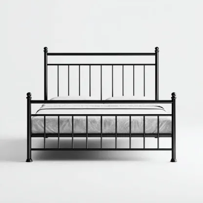 Lit double en métal 200x165x100 cm - noir - style vintage industriel-Comfysta