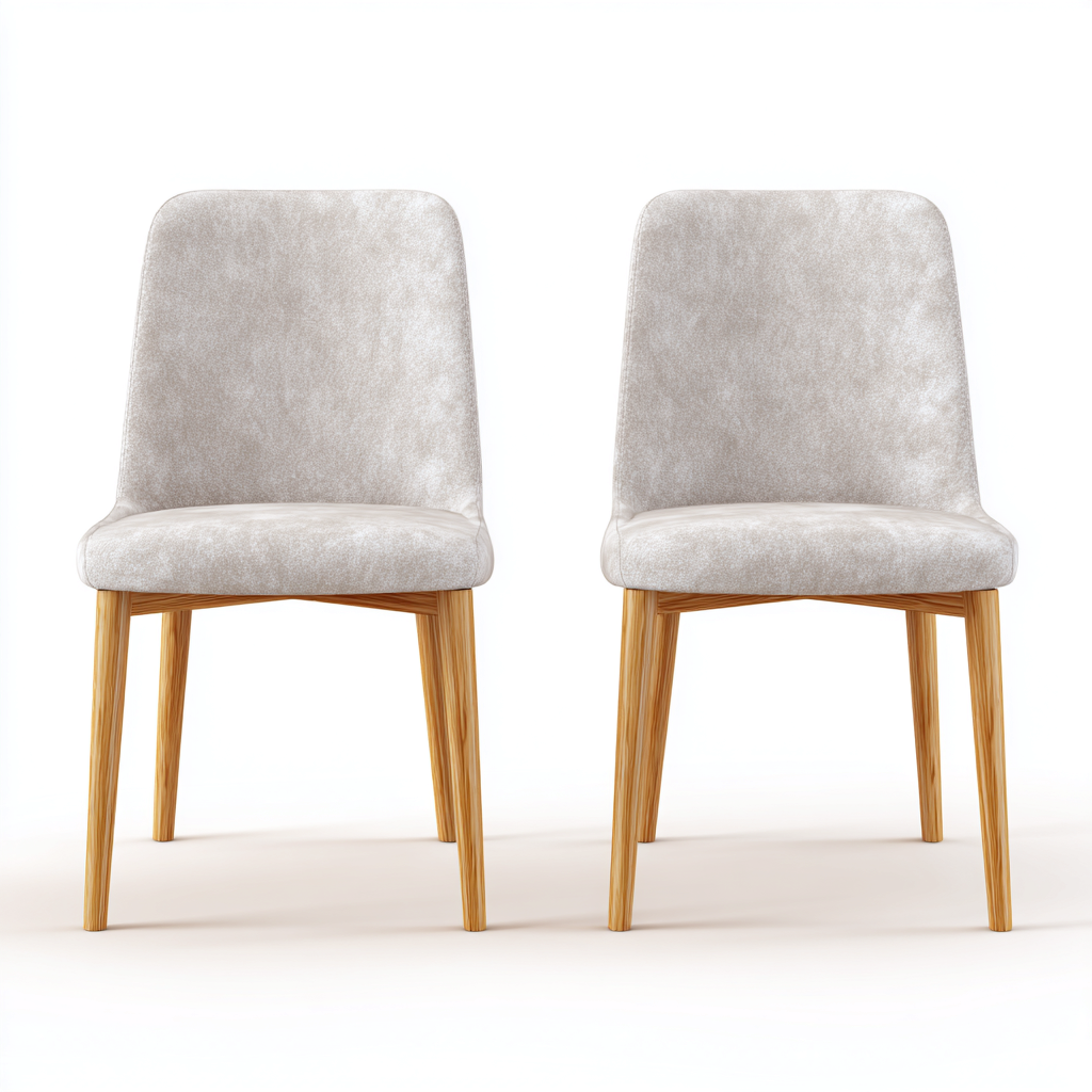 Lot de 2 chaises de salle à manger en bois et tissu 47x54x85 cm - gris clair et bois naturel - style contemporain-Comfysta