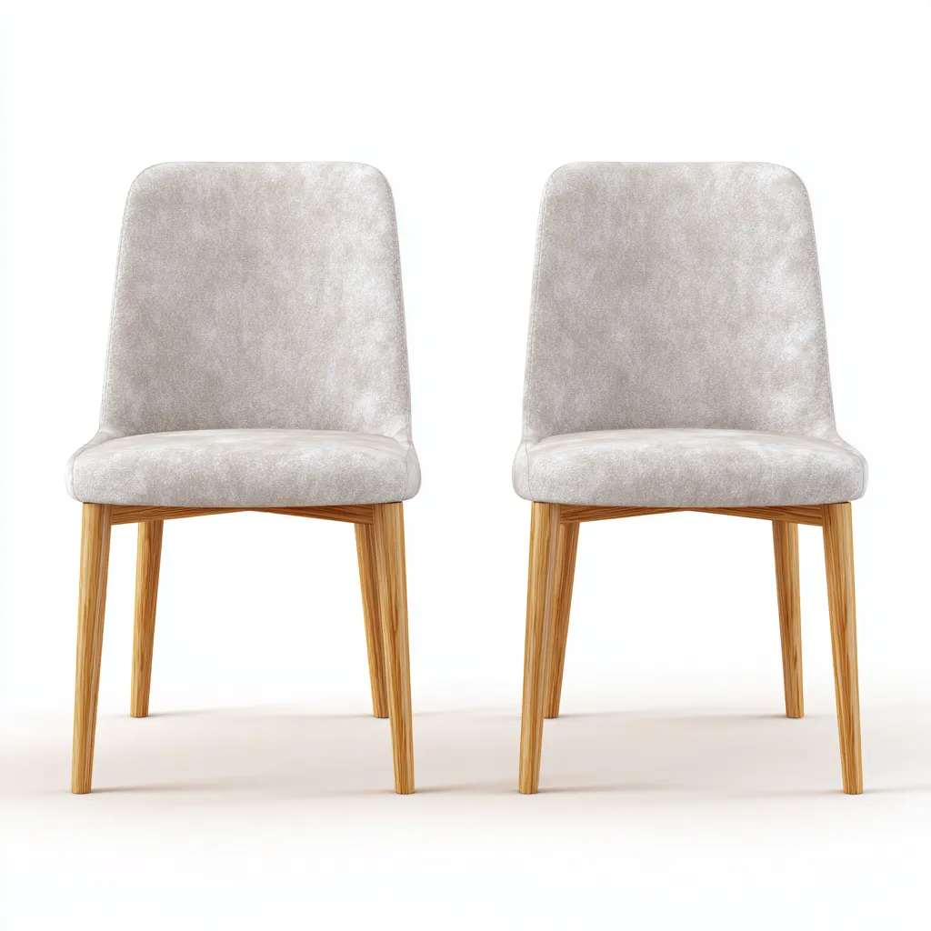 Lot de 2 chaises de salle à manger en bois et tissu 47x54x85 cm - gris clair et bois naturel - style contemporain-Comfysta