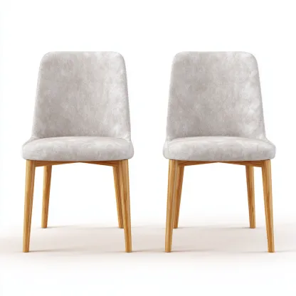 Lot de 2 chaises de salle à manger en bois et tissu 47x54x85 cm - gris clair et bois naturel - style contemporain-Comfysta