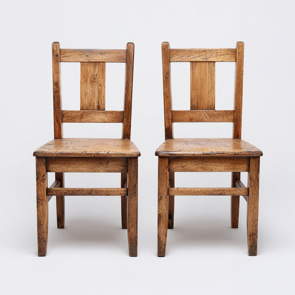 Lot de 2 chaises de salle à manger en bois massif 44x50x88 cm - chêne - style rustique-Comfysta
