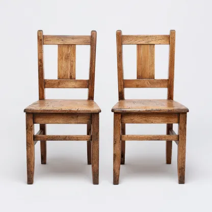 Lot de 2 chaises de salle à manger en bois massif 44x50x88 cm - chêne - style rustique-Comfysta