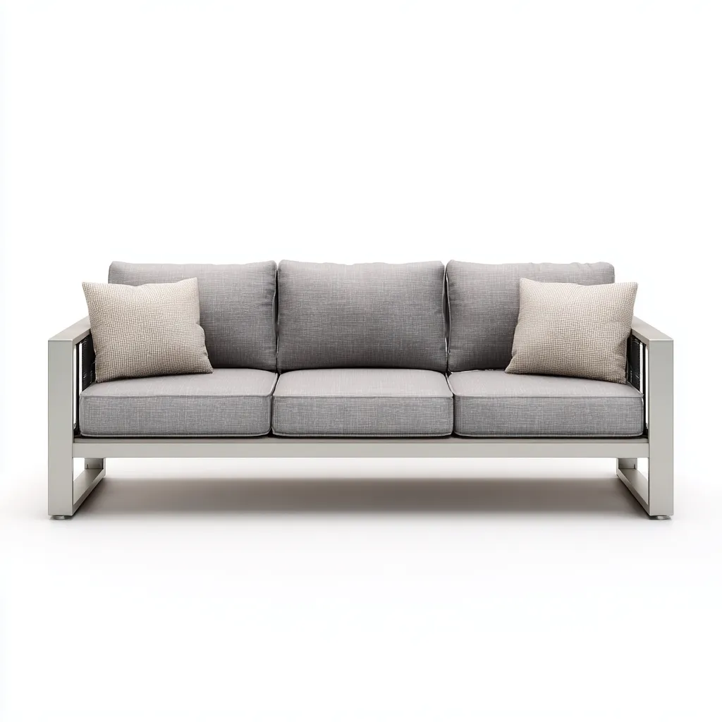 Canapé trois places en aluminium et tissu 190x80x75 cm - gris clair/gris foncé - style minimaliste pour salon-Comfysta