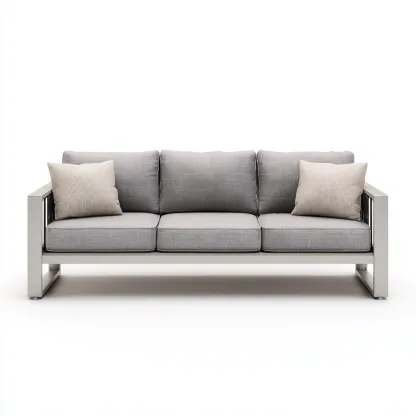 Canapé trois places en aluminium et tissu 190x80x75 cm - gris clair/gris foncé - style minimaliste pour salon-Comfysta