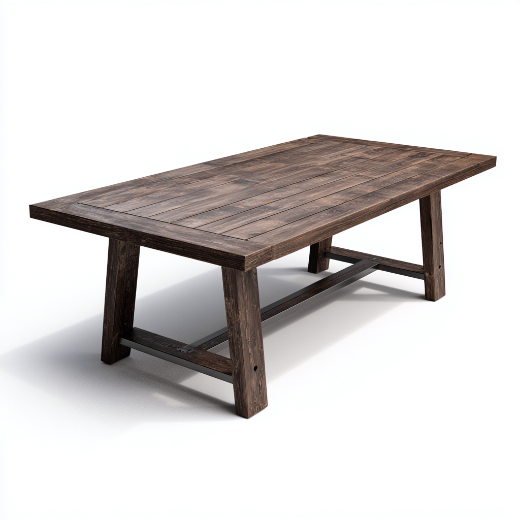 Table à manger rectangulaire en bois massif 160x90x75 cm - brun foncé - style rustique-Comfysta