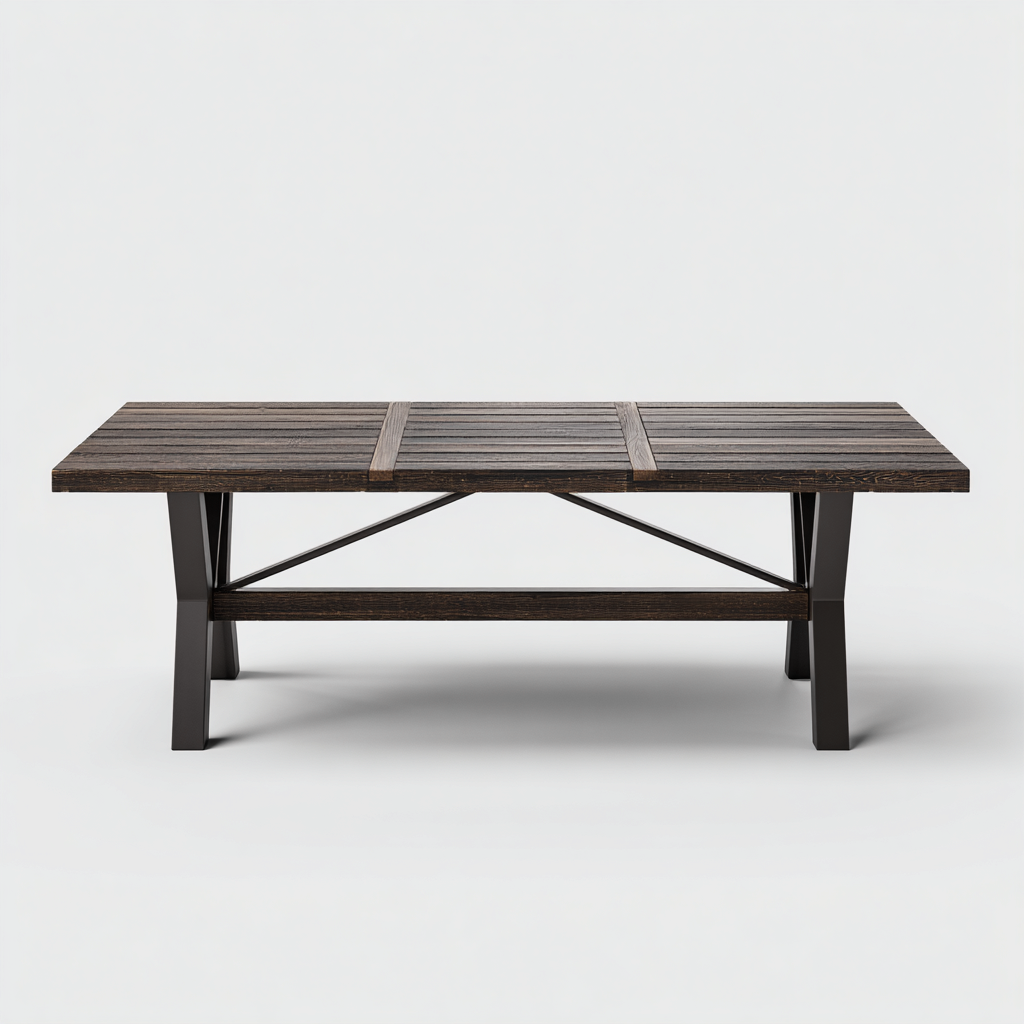 Table à manger rectangulaire en bois et métal 170x90x75 cm - brun foncé/noir - style industriel-Comfysta