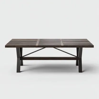 Table à manger rectangulaire en bois et métal 170x90x75 cm - brun foncé/noir - style industriel-Comfysta