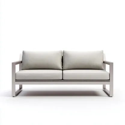 Canapé deux places en tissu beige avec structure en métal gris 170x85x80 cm - style minimaliste pour salon-Comfysta