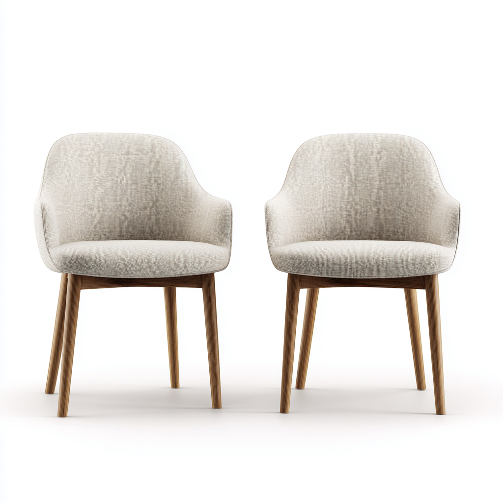 Lot de 2 chaises de salle à manger en bois et tissu 50x56x84 cm - beige et chêne - style contemporain-Comfysta