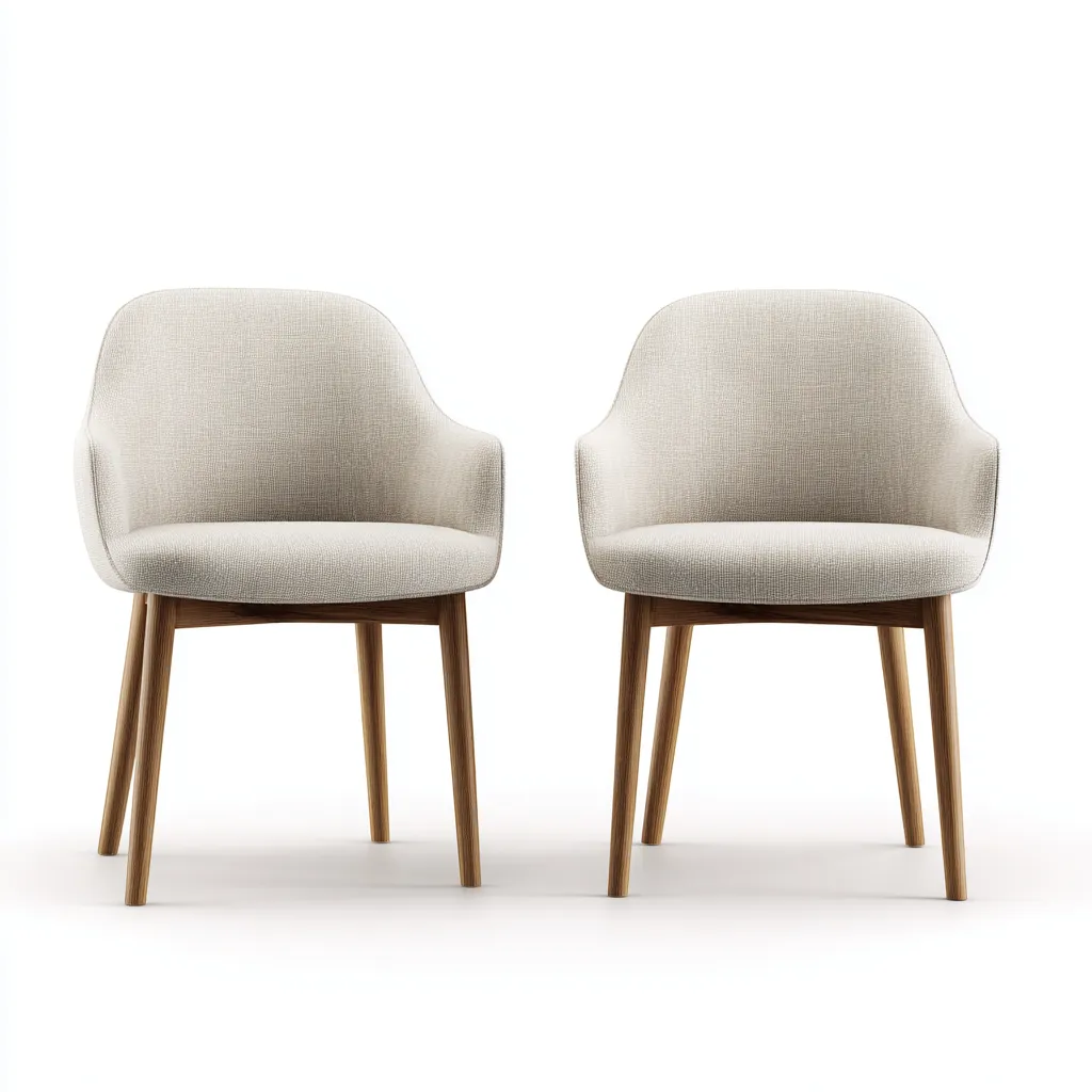 Lot de 2 chaises de salle à manger en bois et tissu 50x56x84 cm - beige et chêne - style contemporain-Comfysta