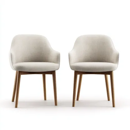 Lot de 2 chaises de salle à manger en bois et tissu 50x56x84 cm - beige et chêne - style contemporain-Comfysta