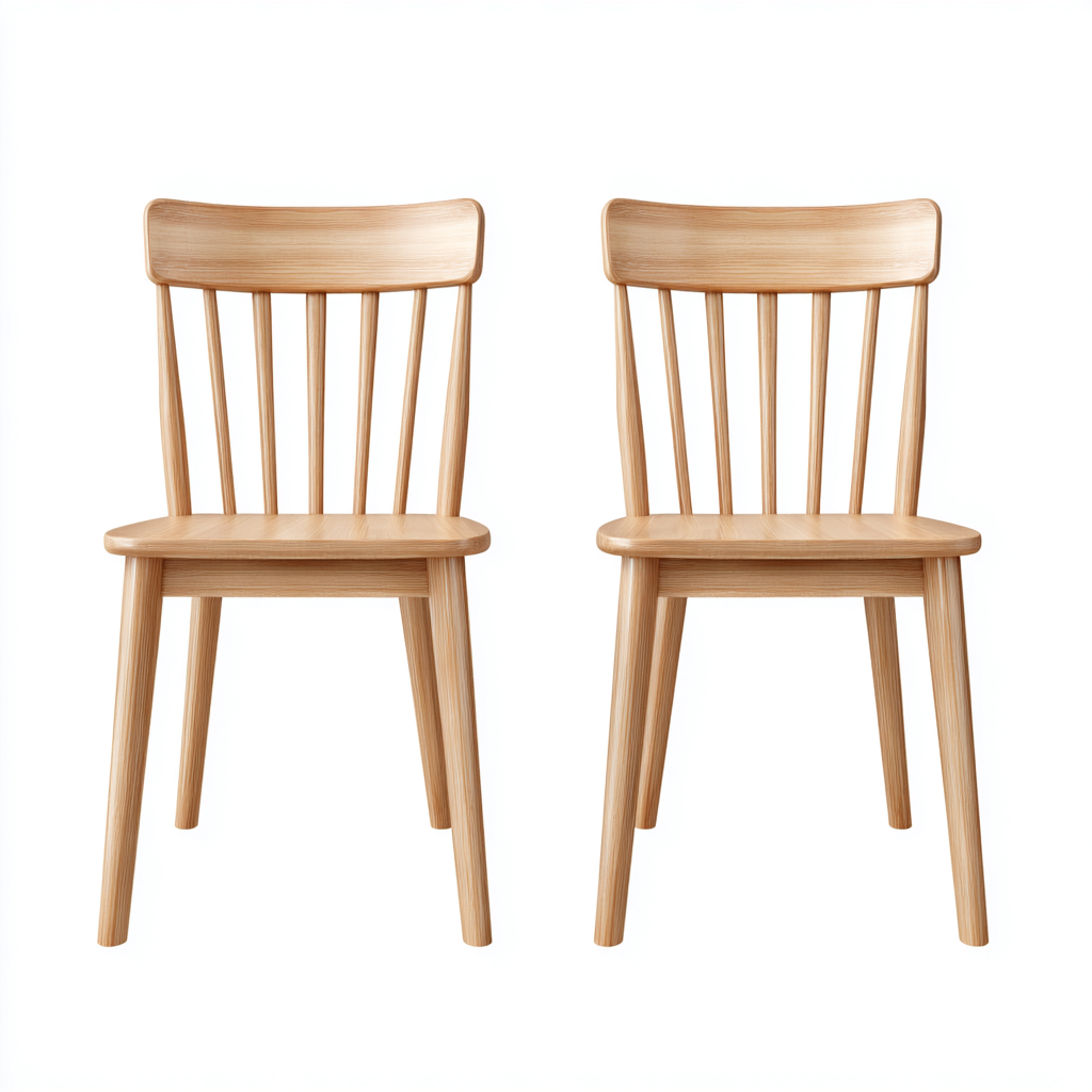 Lot de 2 chaises de salle à manger en bois 46x50x88 cm - chêne clair - style nordique naturel-Comfysta