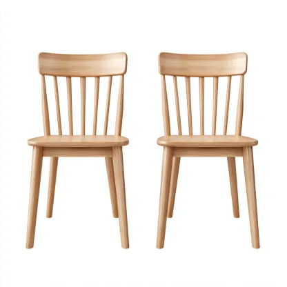 Lot de 2 chaises de salle à manger en bois 46x50x88 cm - chêne clair - style nordique naturel-Comfysta