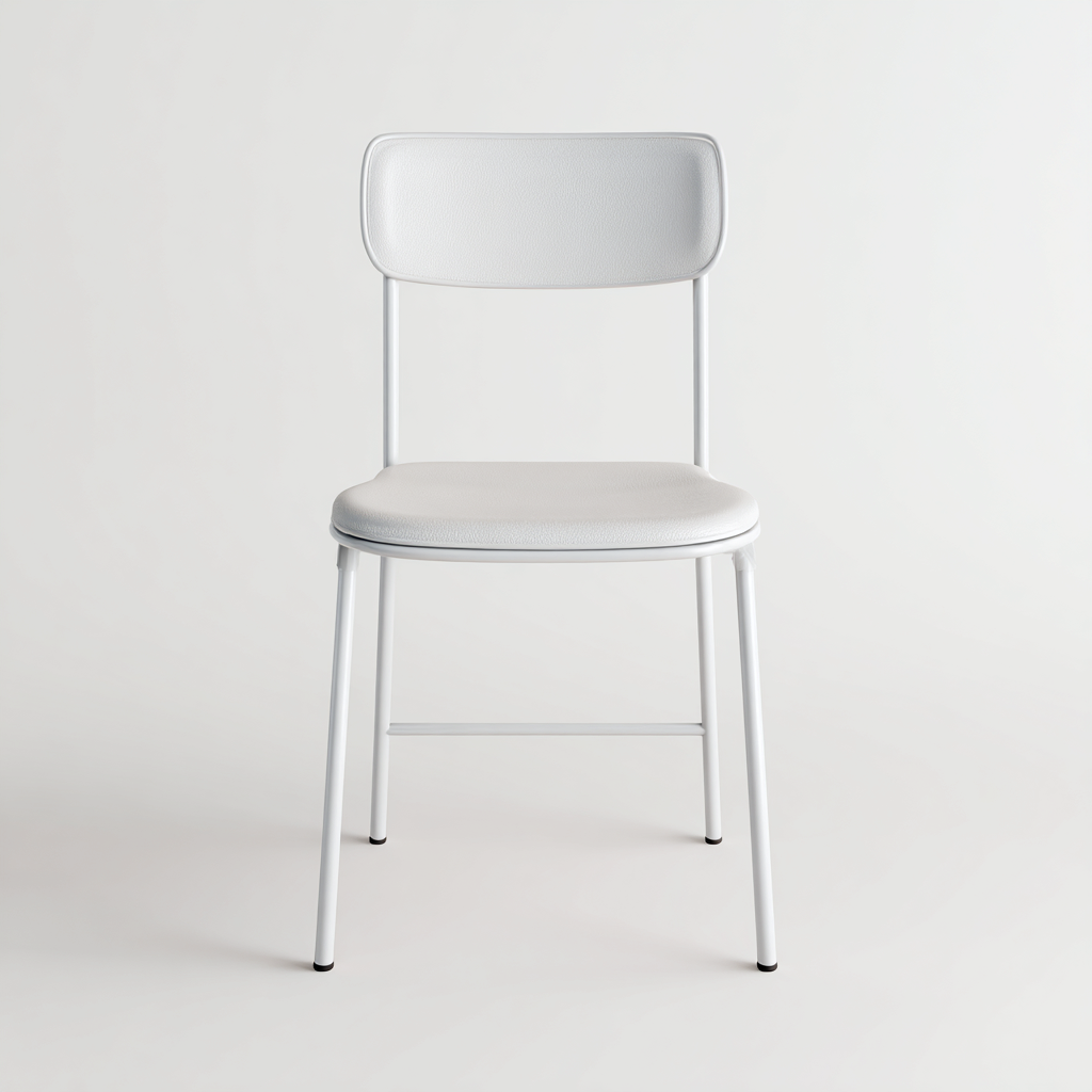 Chaise de salle à manger en métal et similicuir 45x50x83 cm - blanc - style moderne épuré-Comfysta