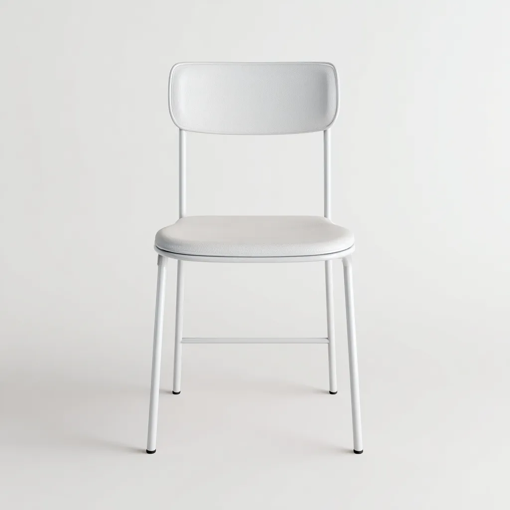 Chaise de salle à manger en métal et similicuir 45x50x83 cm - blanc - style moderne épuré-Comfysta