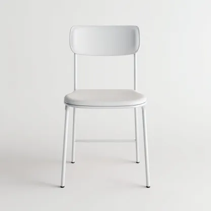 Chaise de salle à manger en métal et similicuir 45x50x83 cm - blanc - style moderne épuré-Comfysta