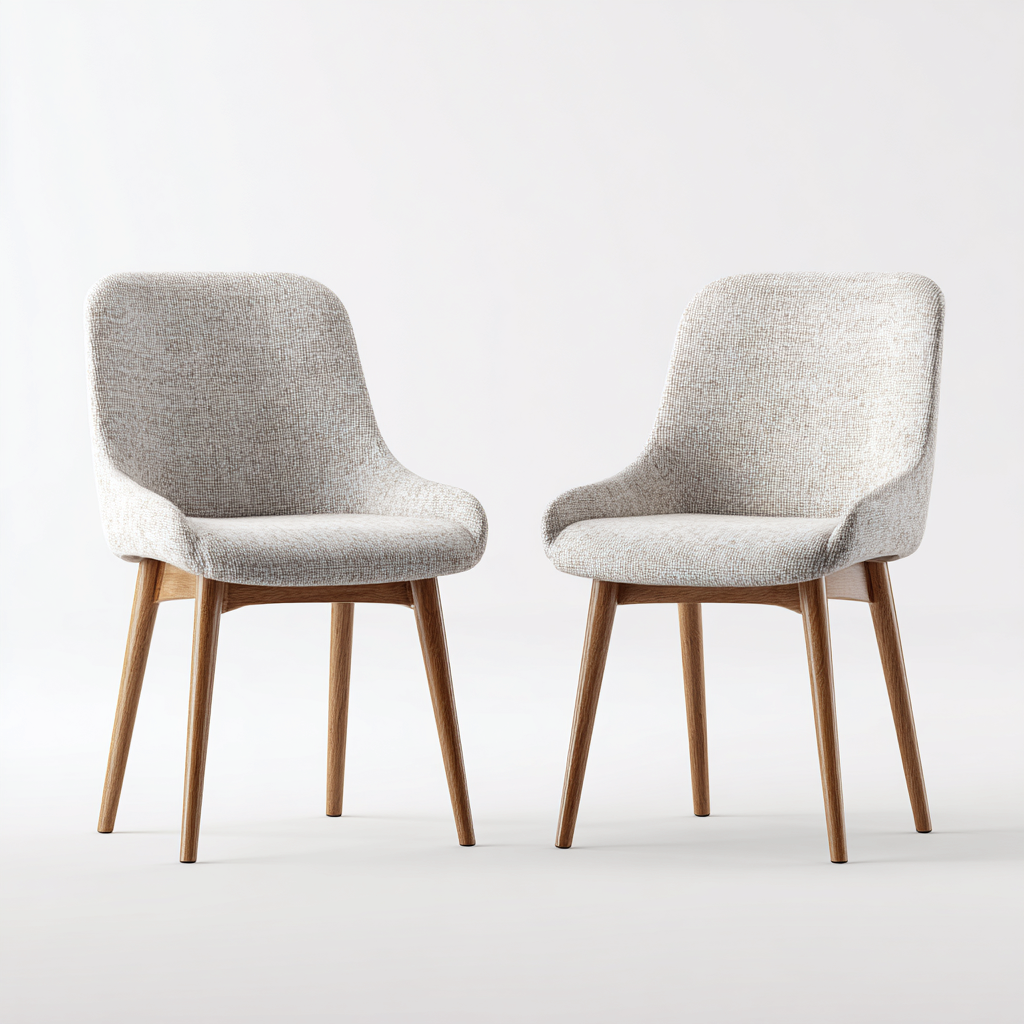 Lot de 2 chaises de salle à manger en tissu et bois 47x53x83 cm - gris clair et chêne clair - pour salle à manger-Comfysta