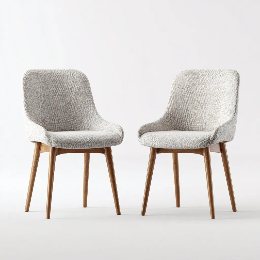 Lot de 2 chaises de salle à manger en tissu et bois 47x53x83 cm - gris clair et chêne clair - pour salle à manger-Comfysta