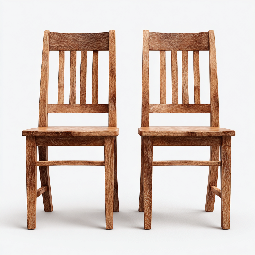 Lot de 2 chaises de salle à manger en bois massif 45x50x90 cm - chêne moyen - style classique naturel-Comfysta