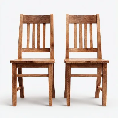 Lot de 2 chaises de salle à manger en bois massif 45x50x90 cm - chêne moyen - style classique naturel-Comfysta