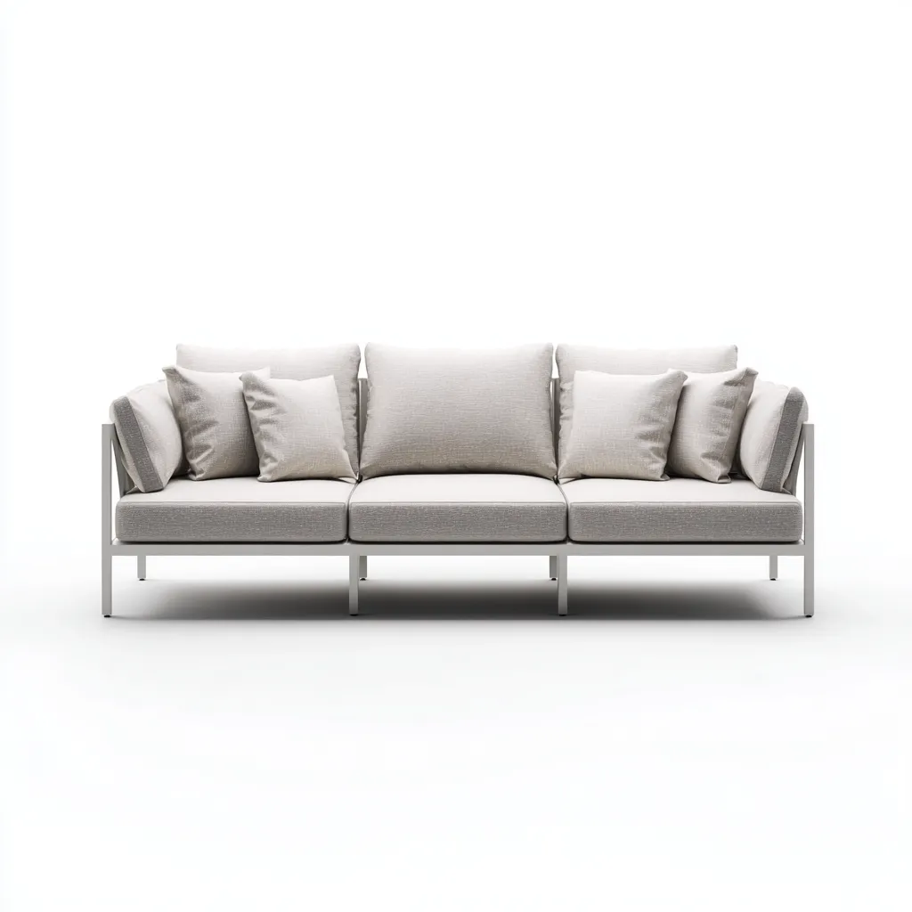 Canapé trois places en tissu et aluminium 190x85x75 cm - beige/gris clair - style minimaliste pour salon-Comfysta