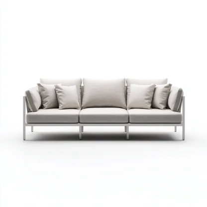 Canapé trois places en tissu et aluminium 190x85x75 cm - beige/gris clair - style minimaliste pour salon-Comfysta