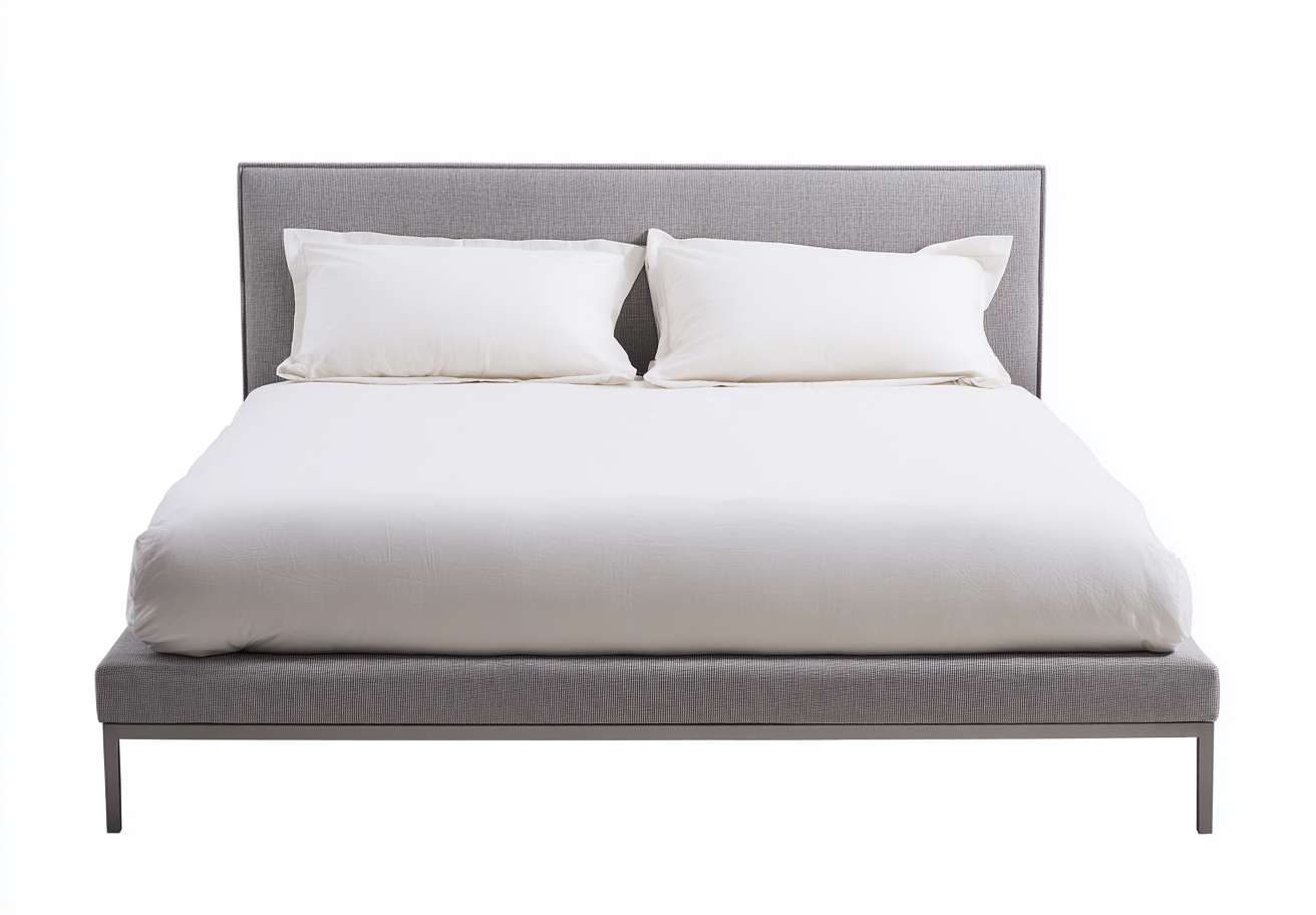 Lit double tapissé en tissu 200x165x95 cm - gris - style contemporain épuré-Comfysta