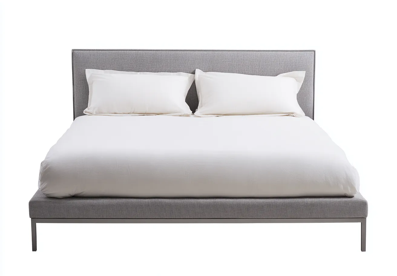 Lit double tapissé en tissu 200x165x95 cm - gris - style contemporain épuré-Comfysta